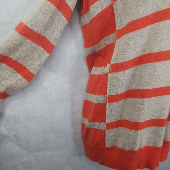 Wallace J Crew Sweater Women S Ex-Boyfriend Striped V-Neck Wool Cashmere Rabbit - Picture 3 of 12